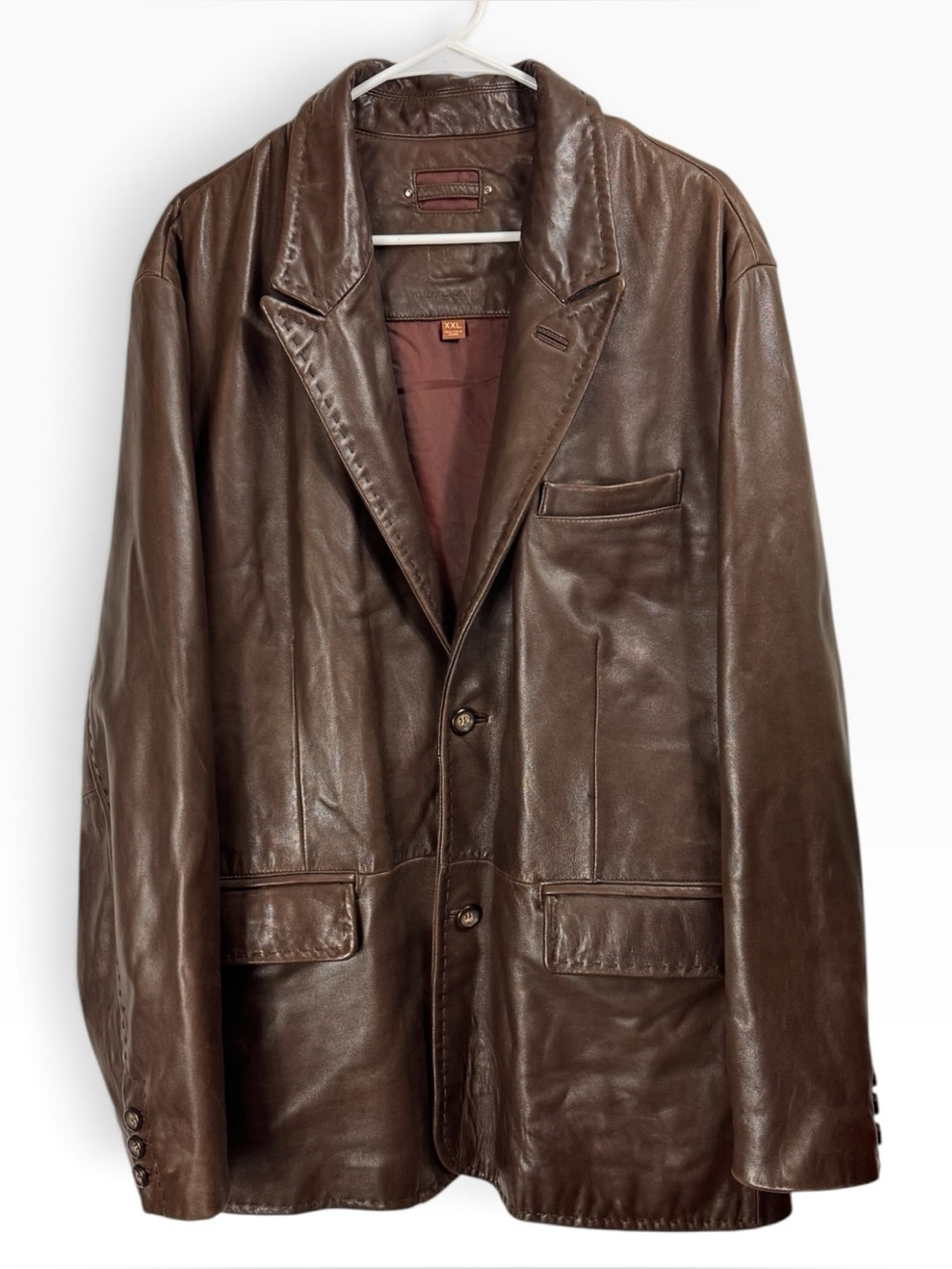 Vintage 90s Wilsons Leather Jacket Mens XXL Brown 2 Button Blazer Coat Heavy